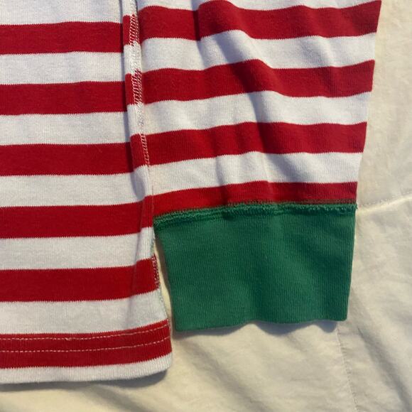 Hanna Andersson Pajama Top Small Red White Striped Green Trim Organic Cotton - Picture 10 of 12